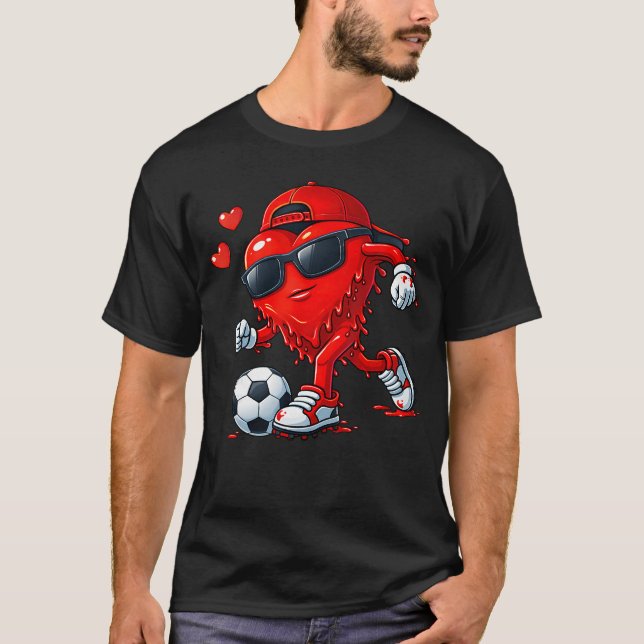Valentine Soccer Heart Drip Sport Love Valentines  T-Shirt (Front)