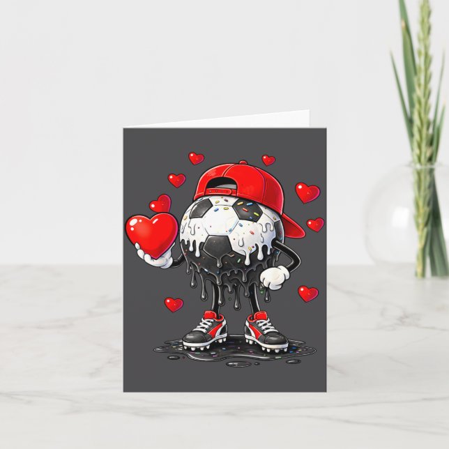 Valentine Soccer Heart Drip Srt Love Valentines Da Card (Front)