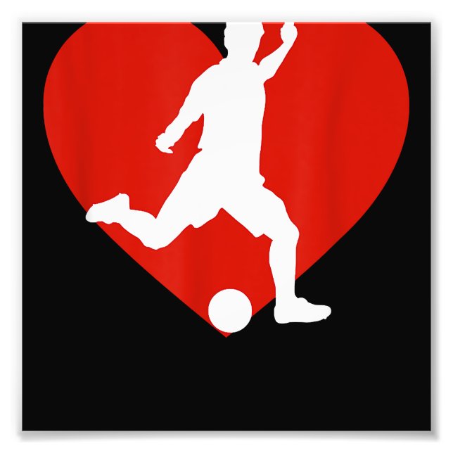 Valentine Soccer Player Valentine's Day Soccer Hea Photo Print (Front)