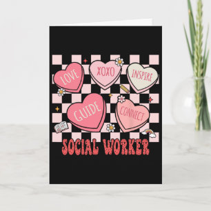Valentine Social Worker Hearts Women Retro Social Card