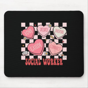 Valentine Social Worker Hearts Women Retro Social Mouse Mat
