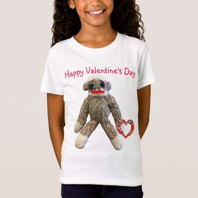 Valentine Sock Monkey for kids T-Shirt (Front)