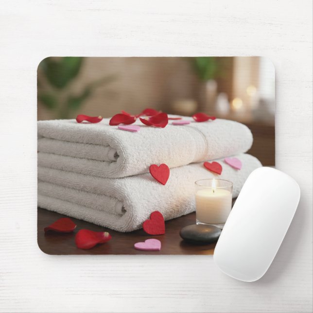 Valentine Spa Day With Hearts Mouse Mat (With Mouse)