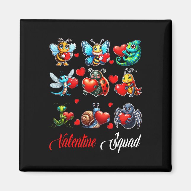 Valentine Squad Insects Bee Butterfly Ladybug Hold Magnet (Front)