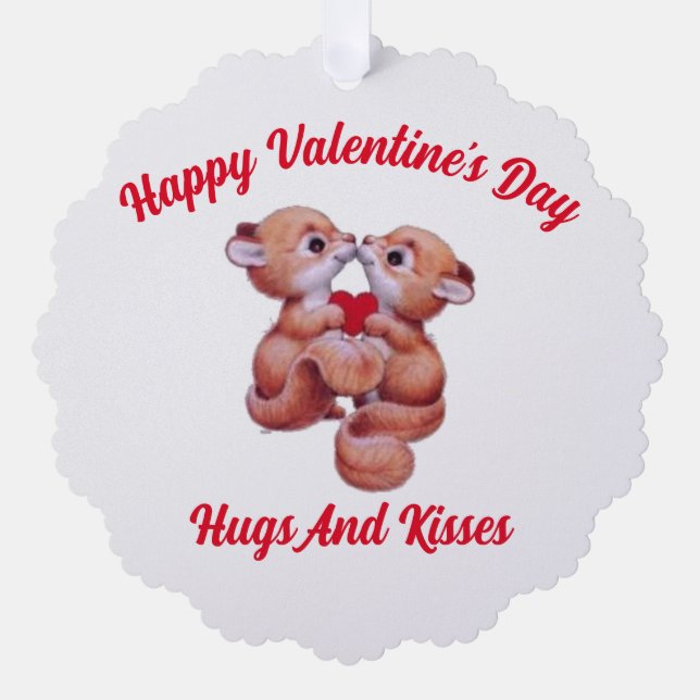 Valentine Squirrels Paper Ornament Card (Front)