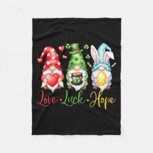 Valentine St Patricks Easter Love Luck Hope Gnomes Fleece Blanket