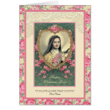 Valentine St. Therese Catholic Religious Pink Rose