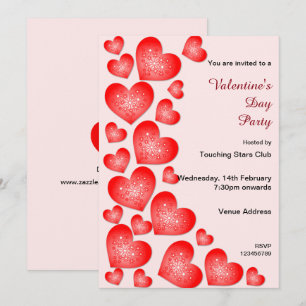 Valentine Starburst Red Hearts Invitation