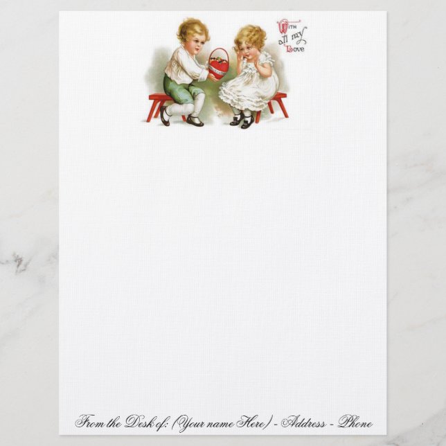 VALENTINE STATIONARY ON LINEN PAPER STOCK - GIFTS CUSTOMISED LETTERHEAD (Front)