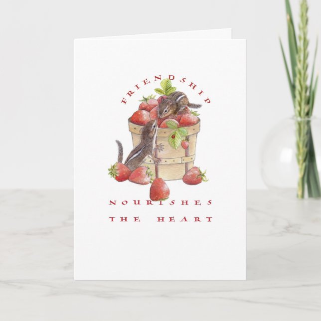 Valentine/Strawberry Chipmunks Holiday Card (Front)