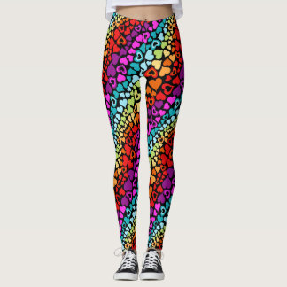 Valentine Streaming Rainbow Love Hearts Leggings