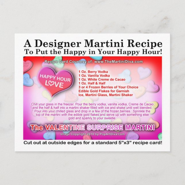 Valentine Surprise Martini Recipe Postcard (Front)