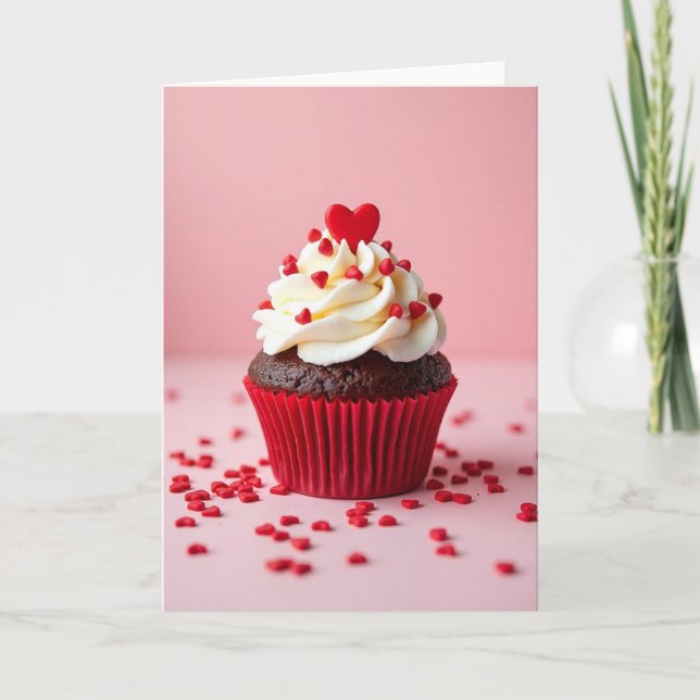 Valentine Sweet Hearts Cupcake Card (Front)