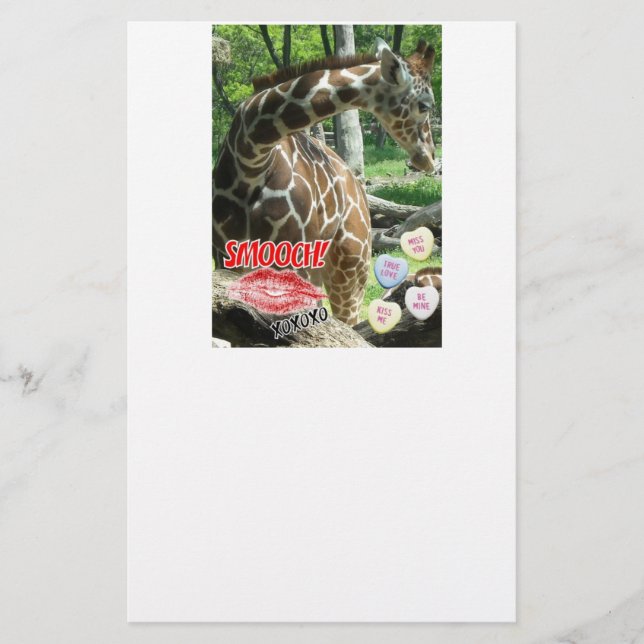 Valentine Sweetest Day Giraffe Stationery (Front)