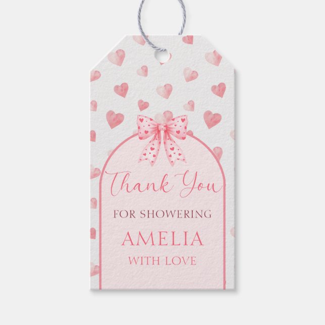 Valentine Sweetheart Baby Shower Gift Tag (Front)