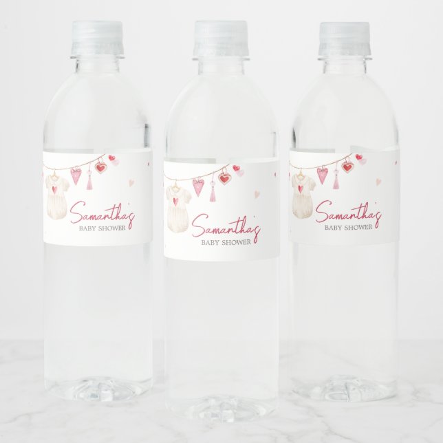 Valentine Sweetheart Baby Shower  Water Bottle Label (Bottles)