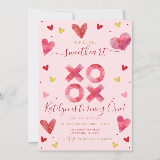 Valentine Sweetheart Birthday Invitation (Front)