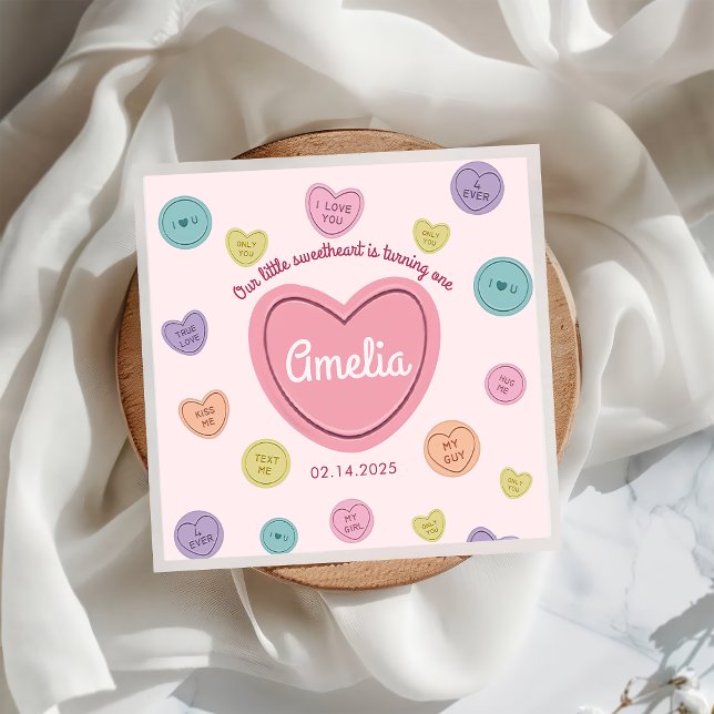 Valentine Sweetheart Candy Birthday Paper Napkin (Creator Uploaded)