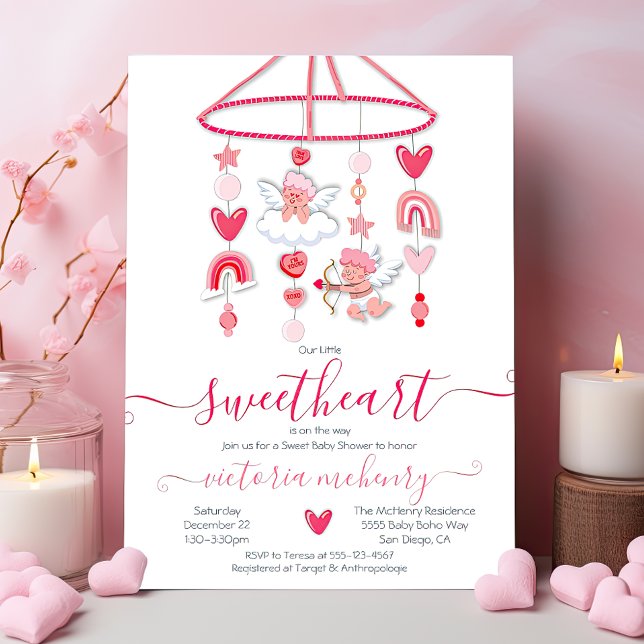 Valentine Sweetheart Mobile Baby Shower Invitation (Creator Uploaded)