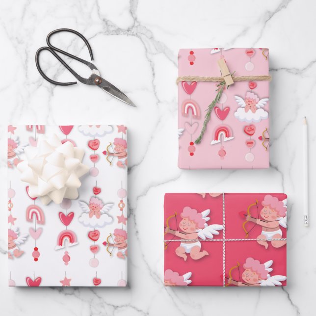 Valentine Sweetheart Mobile Baby Shower Wrapping Paper Sheet (Front)