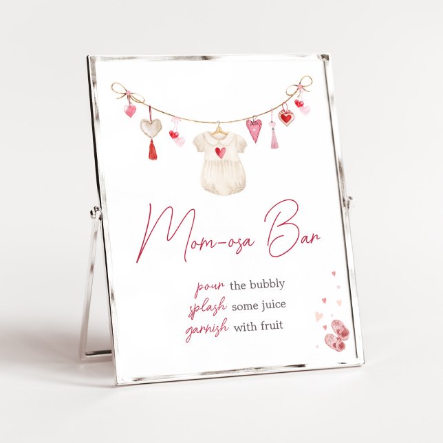 Valentine Sweetheart Mum Osa Bar Poster (A Little Sweetheart Valentine Baby Shower Mom Osa Bar Sign)