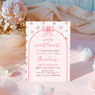 Valentine Sweetheart Pink Hearts Birthday Invitation