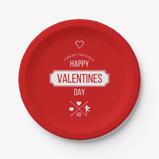 Valentine Symbols Valentine's Day Paper Plates (Front)