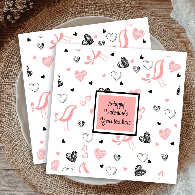 Valentine Tableware Pink Black Love Sketch Napkins (Valentine Tableware Pink Black Love Sketch Napkins)