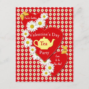 Valentine Tea Party Daisies Small Invitation