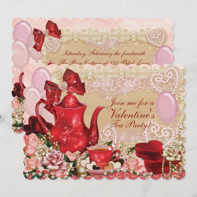 Valentine Tea Party Invitations (Front/Back)