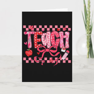 Valentine Teacher Coquette Bow Pencil Girl Women  Card