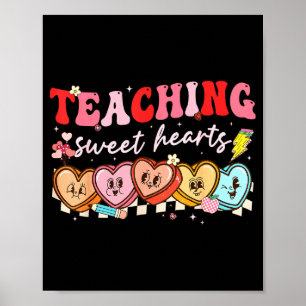 Valentine Teaching Sweet Hearts Teacher Men Women  Poster