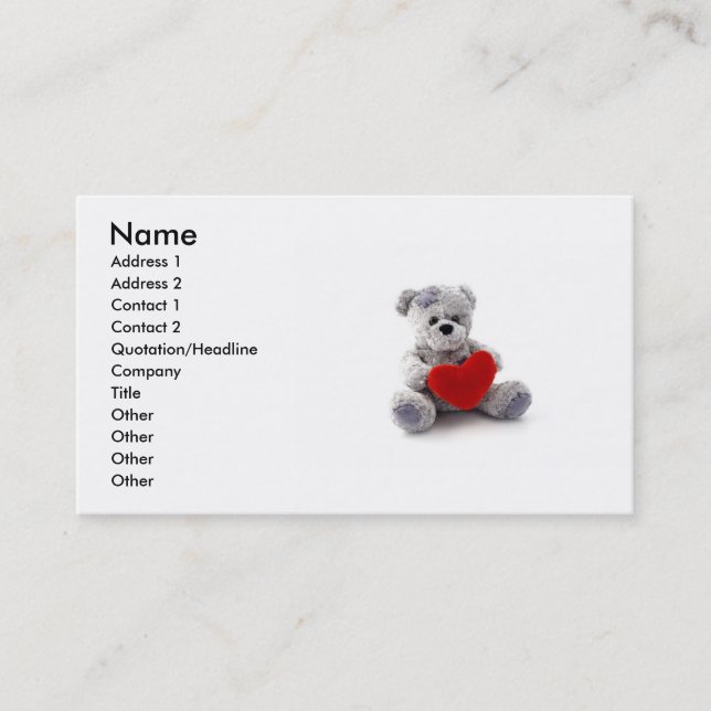 Valentine Teddy Bear Business Card (Front)