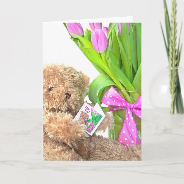 Valentine Teddy Bear Holiday Card (Front)