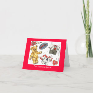 Valentine Teddy Bear paper doll card