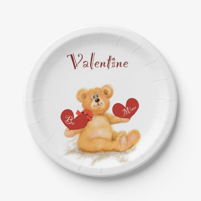 Valentine Teddy Bear Party Plate (Front)