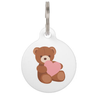 Valentine Teddy Bear Pet Tag
