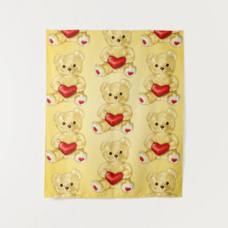 Valentine Teddy Bear With Heart Tapestry