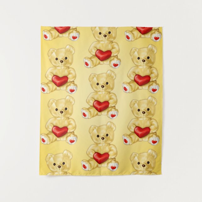Valentine Teddy Bear With Heart Tapestry (Front)