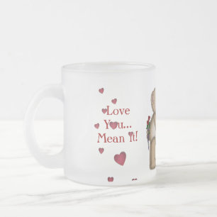 Valentine teddy bears frosted glass coffee mug