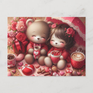 Valentine teddy bears postcard