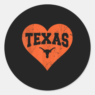 Valentine Texas Shirt Women Men Kids Orange Texas  Classic Round Sticker