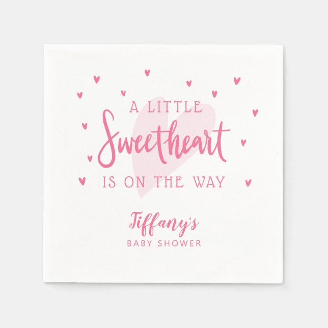 Valentine Theme Girl Baby Shower Napkin (Front)