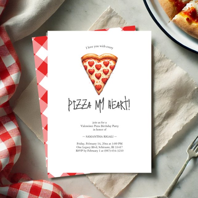 Valentine Themed Pizza Birthday Invitations (Creator Uploaded)