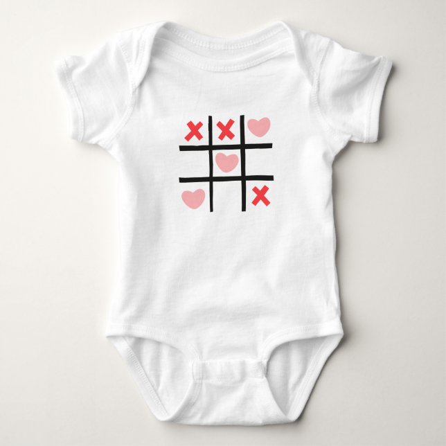 Valentine Tic Tac Toe Baby Bodysuit (Front)