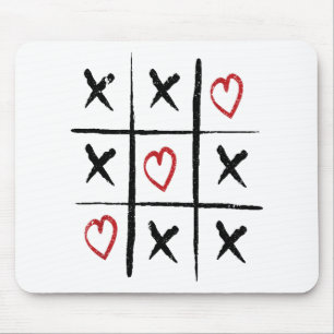 Valentine Tic Tac Toe Hearts Day Mouse Mat