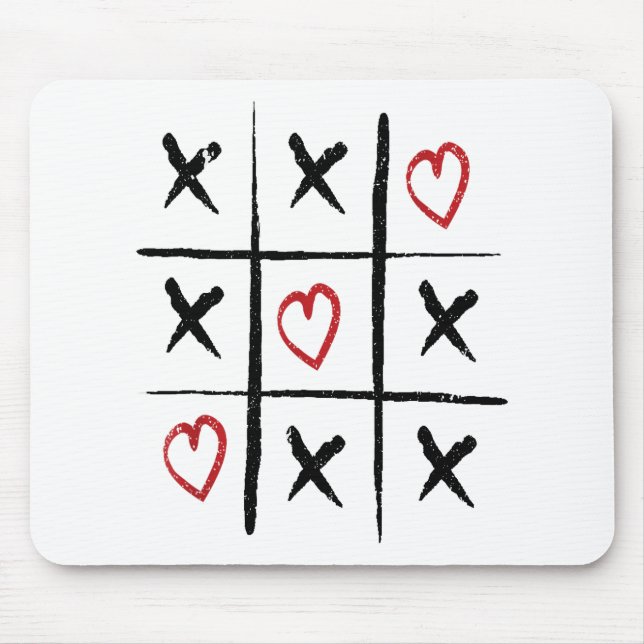 Valentine Tic Tac Toe Hearts Day Mouse Mat (Front)