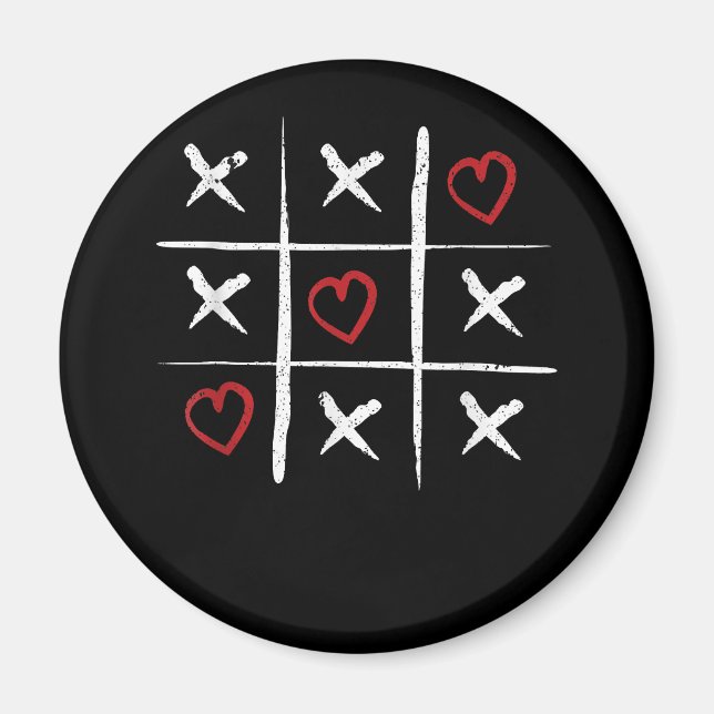 Valentine Tic Tac Toe Hearts Valentines Day Valent Magnet (Front)