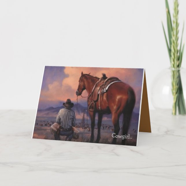 Valentine To A Cowgirl Holiday Card (Front)