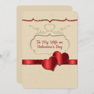 Valentine To My Wife Embossed Style Two Hearts